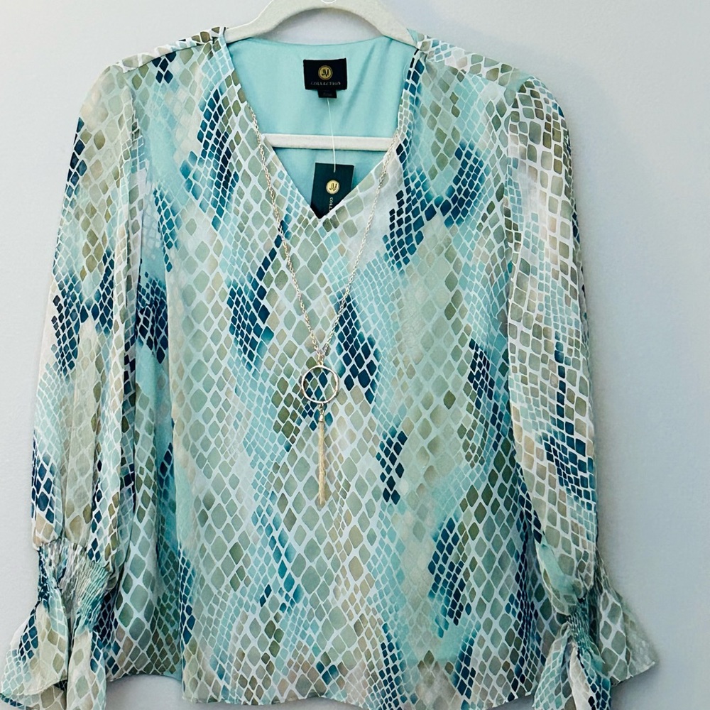 JM Collection Petite Printed Smocked Cuff Necklace top